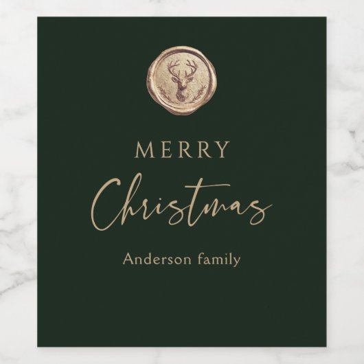 Merry Christmas Festive Green Personalized Wijn Etiket (Enkel label)