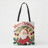 Merry Christmas Festive Holiday Design Tote Bag (Voorkant)