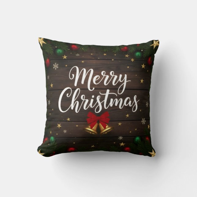 Merry Christmas Festive Holiday Throw Pillow Kussen (Voorkant)