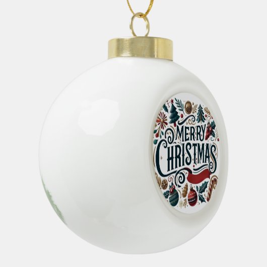 Merry Christmas Festive Keramische Bal Ornament (Links)