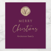 Merry Christmas Festive Magenta Personalized Wijn Etiket (Enkel label)