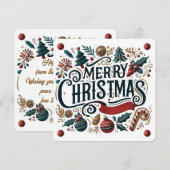 Merry Christmas Festive Ornamental Invitation Card Kaart (Voorkant / Achterkant)