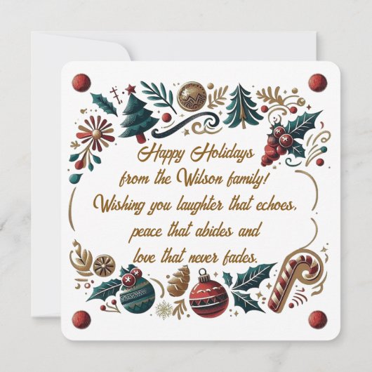 Merry Christmas Festive Ornamental Invitation Card Kaart (Achterkant)