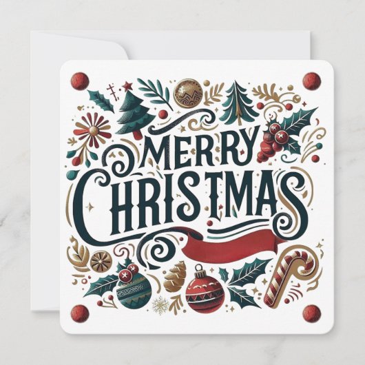 Merry Christmas Festive Ornamental Invitation Card Kaart (Voorkant)