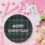 Merry Christmas Festive Plaid Paper Plates Papieren Bordje (Feest)