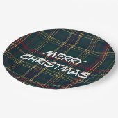 Merry Christmas Festive Plaid Paper Plates Papieren Bordje (Gekanteld)