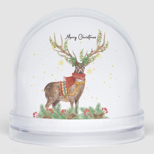 Merry Christmas Festive Reindeer Sneeuwbol (Voorkant)