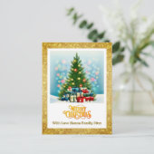 Merry Christmas | Festive Tree & Gifts Holiday Feestdagenkaart (Staand voorkant)