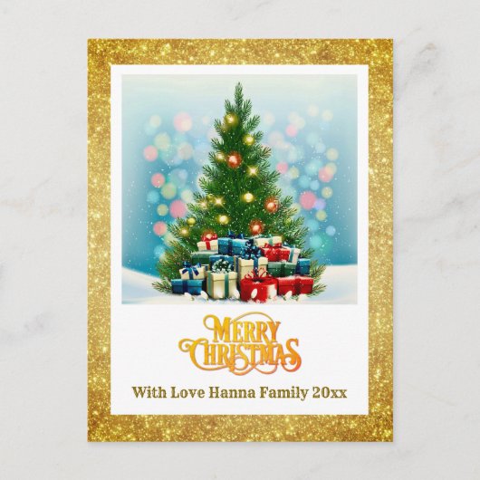 Merry Christmas | Festive Tree & Gifts Holiday Feestdagenkaart (Voorkant)