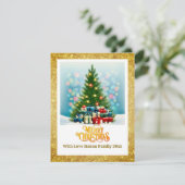 Merry Christmas | Festive Tree & Gifts Holiday Feestdagenkaart (Staand voorkant)