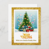 Merry Christmas | Festive Tree & Gifts Holiday Feestdagenkaart (Voorkant / Achterkant)