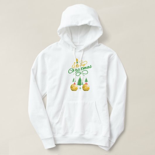 Merry Christmas Festive Tree & Ornament Design Hoodie (Design voorkant)