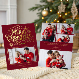 Merry Christmas Festive Typography Holiday Folie Feestdagenkaart