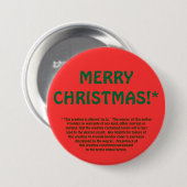 MERRY CHRISTMAS!* (fijne afdruk) Ronde Button 7,6 Cm (Voorkant /achterkant)
