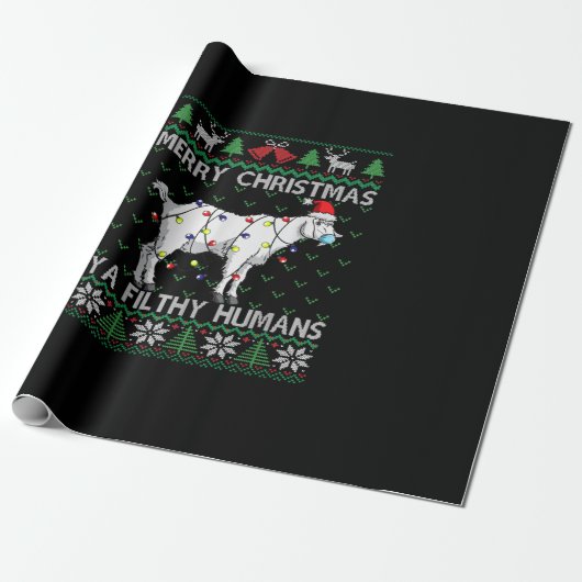 Merry Christmas Filthy Humans Goat Ugly Christmas Cadeaupapier (Uitgerold)