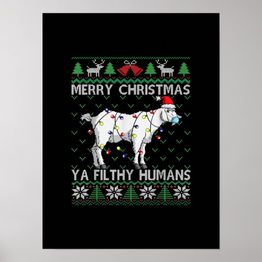 Merry Christmas Filthy Humans Goat Ugly Christmas Poster (Voorkant)