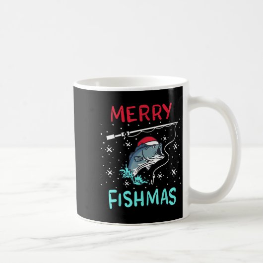 Merry Christmas Fishmas Funny Fishing Fish Gift Pr Koffiemok (Rechts)