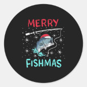 Merry Christmas Fishmas Funny Fishing Fish Gift Pr Ronde Sticker (Voorkant)