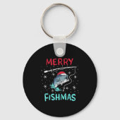 Merry Christmas Fishmas Funny Fishing Fish Gift Pr Sleutelhanger (Voorkant)