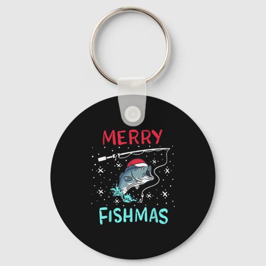Merry Christmas Fishmas Funny Fishing Fish Gift Pr Sleutelhanger (Voorkant)