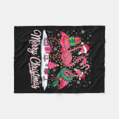 Merry Christmas Flamingo Lights Santa Hat Snow Xma Fleece Deken (Voorkant (Horizontaal))