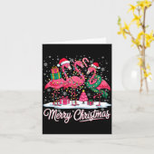 Merry Christmas Flamingo Lights Santa Hat Snow Xma Kaart (Gele Bloem)