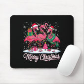 Merry Christmas Flamingo Lights Santa Hat Snow Xma Muismat (Met muis)