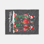 Merry Christmas Flamingo Santa Hat Christmas Light Fleece Deken (Voorkant (Horizontaal))