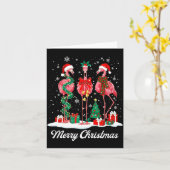 Merry Christmas Flamingo Santa Hat Christmas Light Kaart (Gele Bloem)