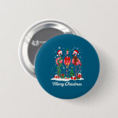 Merry Christmas Flamingo Santa Hat Christmas Light Ronde Button 5,7 Cm (Voorkant /achterkant)