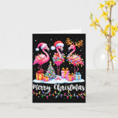 Merry Christmas Flamingo Santa Hat Xmas Pajamas Ho Kaart (Gele Bloem)