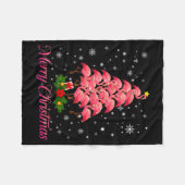 Merry Christmas Flamingo Snowflake Tree Xmas Men W Fleece Deken (Voorkant (Horizontaal))