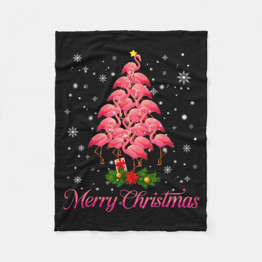 Merry Christmas Flamingo Snowflake Tree Xmas Men W Fleece Deken (Voorkant)