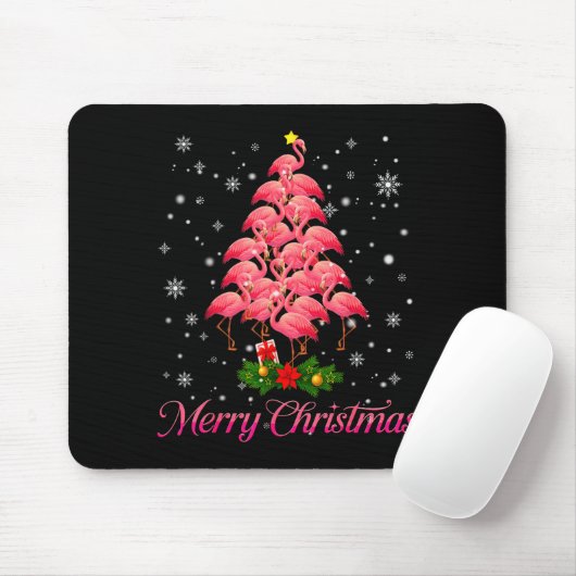 Merry Christmas Flamingo Snowflake Tree Xmas Men W Muismat (Met muis)