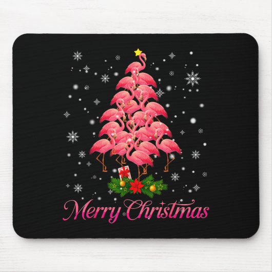Merry Christmas Flamingo Snowflake Tree Xmas Men W Muismat (Voorkant)