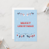 Merry Christmas Flat Greeting Card Kaart (Voorkant / Achterkant in situ)