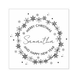 Merry Christmas Flocons Neige Rubberstempel