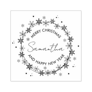 Merry Christmas Flocons Neige Rubberstempel