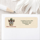 Merry Christmas Floral Basket Retour Adres Label (Insitu)