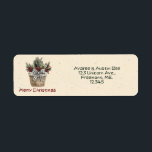 Merry Christmas Floral Basket Retour Adres Label<br><div class="desc">Mooie bloemenkerst design met kersttekst en naam en adres van afzender.</div>