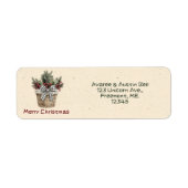 Merry Christmas Floral Basket Retour Adres Label (Voorkant)