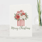 Merry Christmas Floral Gift Box Card Feestdagen Kaart (Voorkant)