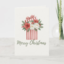 Merry Christmas Floral Gift Box Card Feestdagen Kaart