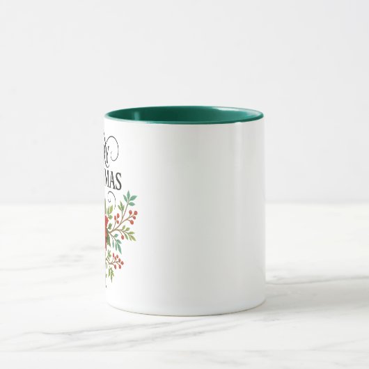 Merry Christmas Floral Mug |Festive Holiday Coffee Mok (Midden)