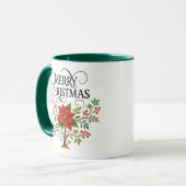Merry Christmas Floral Mug |Festive Holiday Coffee Mok (Voorkant links)