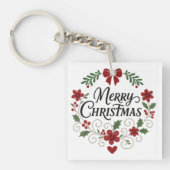 Merry Christmas Floral Wreath Keychain (voorkant)
