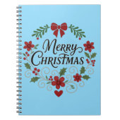 Merry Christmas Floral Wreath Notebook Notitieboek (Voorkant)
