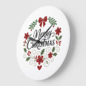 Merry Christmas Floral Wreath Wall Clock Grote Klok (Hoek)