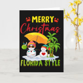 Merry Christmas Florida Style Snowman Summer Vacat Kaart (Gele Bloem)