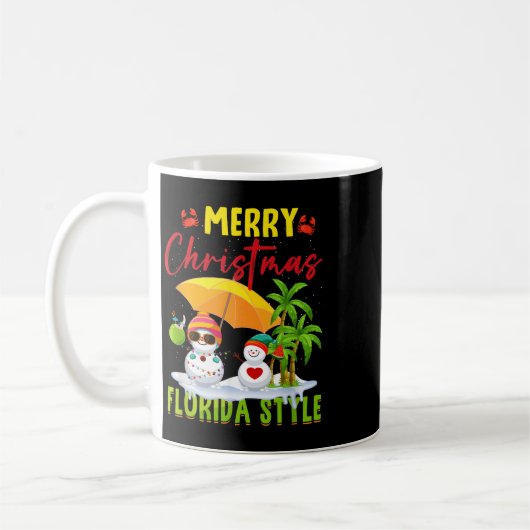 Merry Christmas Florida Style Snowman Summer Vacat Koffiemok (Links)